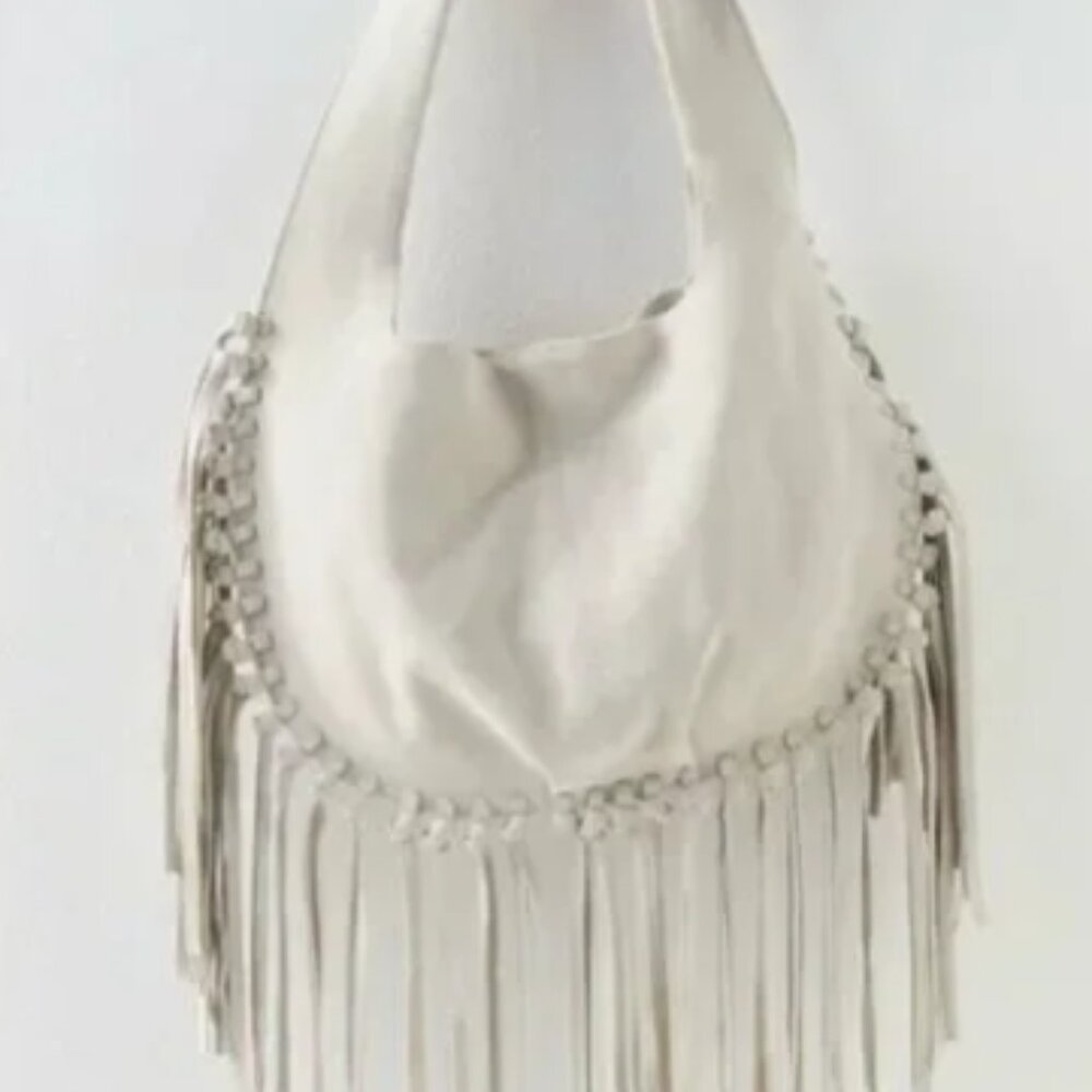 Free People Riley Fringe Purse - NWT - Plaster Color
